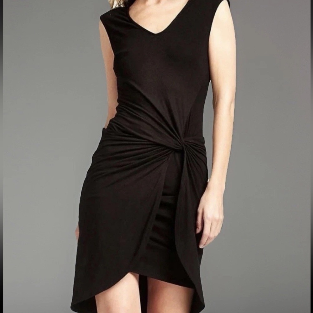 LUCKY BRAND Dress Womens Medium Black Knotted Soft Stretchy Heavy Knit Sexy LBD